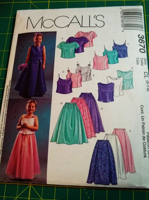 McCall’s 3670 Sewing Pattern Girls’ Formal Lined Tops & Skirts Sz 6–8