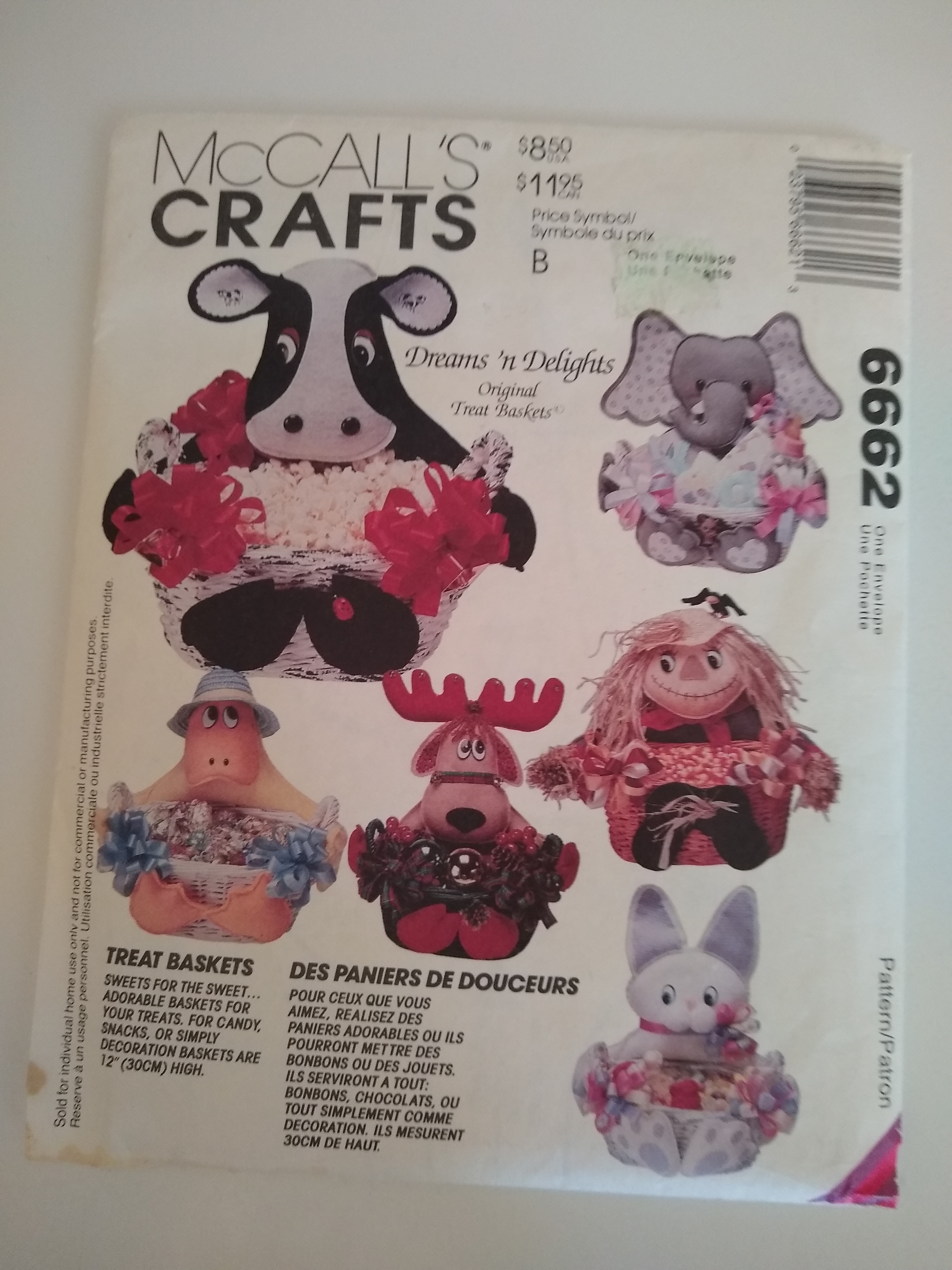 1993 McCall’s Crafts 6662 – Holiday Treat Baskets Sewing Pattern 