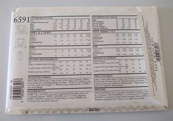 New Look 6591 Sewing Pattern Misses Career Suit Jacket & Skirt Sz 8–18