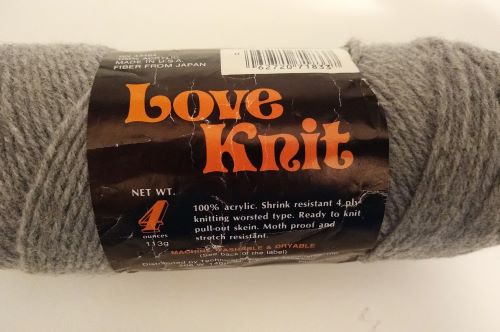 Love Knit Gray Yarn 5 Vintage Skeins 100% Acrylic 4-Ply