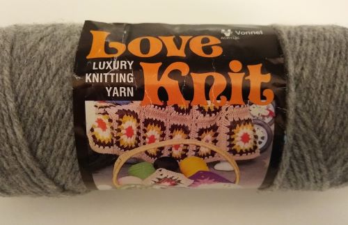 Love Knit Gray Yarn 5 Vintage Skeins 100% Acrylic 4-Ply