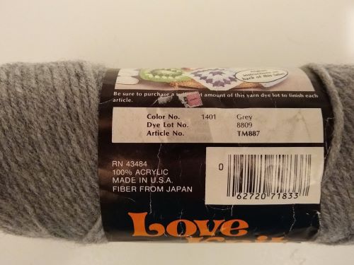 Love Knit Gray Yarn 5 Vintage Skeins 100% Acrylic 4-Ply
