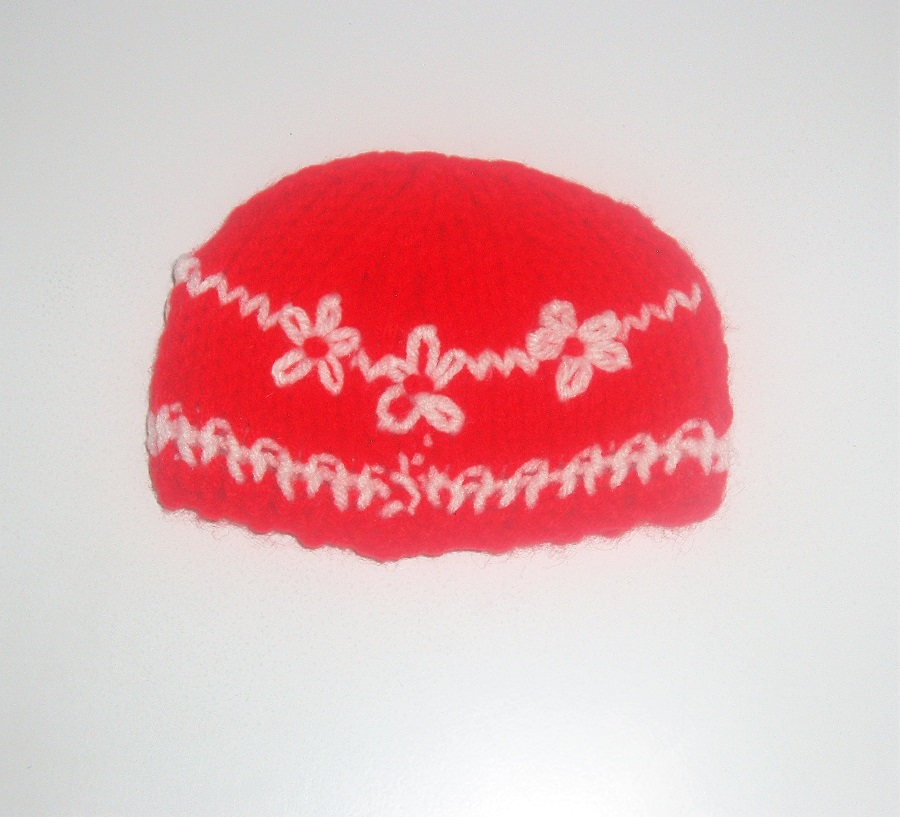 Handmade Red & White Sweater & Cap Set Fits 18” Dolls Like American Girl
