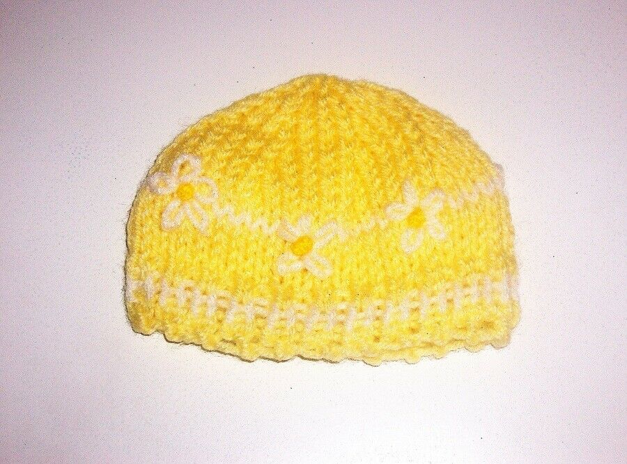 Handmade Yellow & White Sweater & Cap Set Fits 18” Dolls Like American Girl