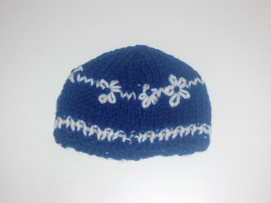 Handmade Blue & White Sweater & Cap Set – Fits 18” Dolls Like American Girl