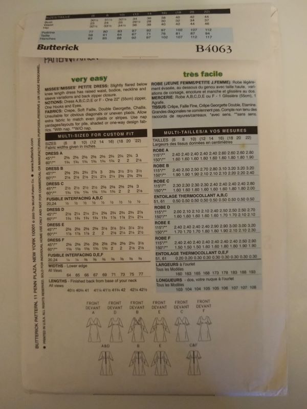 Butterick B4063 Misses/Misses Petite Dress Sewing Pattern Sz 12-16 