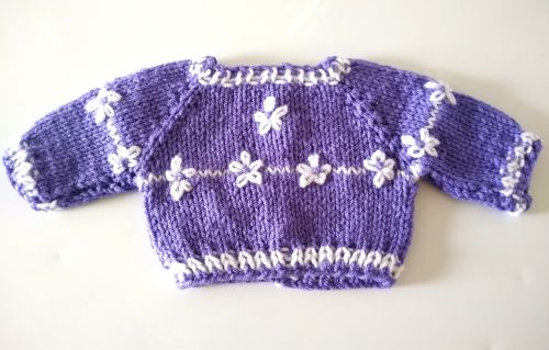 Handmade Purple & White Sweater & Cap Set Fits 18” Dolls Like American Girl