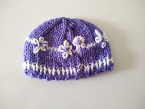 Handmade Purple & White Sweater & Cap Set Fits 18” Dolls Like American Girl