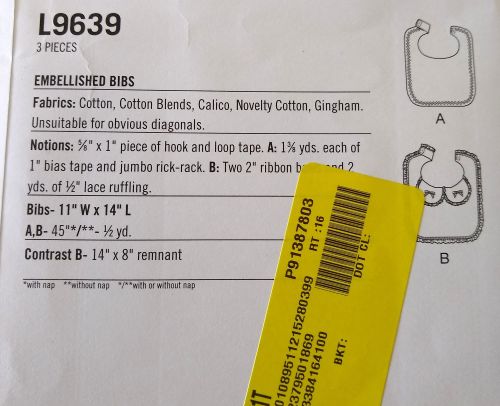 McCall’s L9639 Baby Bibs Sewing Pattern (It’s Sew Simple)