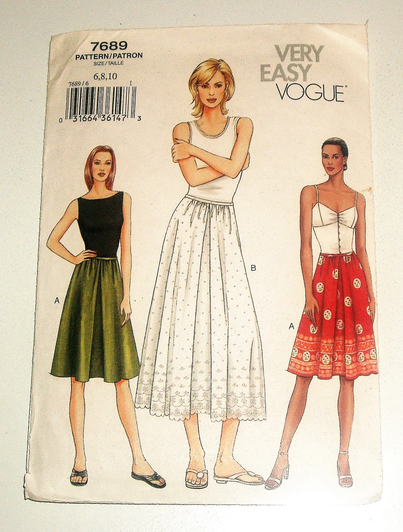 Vogue 7689 Misses’/MP Skirt & Slip Sewing Pattern (2003) Sz 6-10 Cut To Sz 6