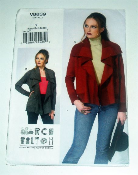 Vogue V8839 (2012)– Misses Jacket Pattern Sz XS-M Loose-Fitting Knit Jacket
