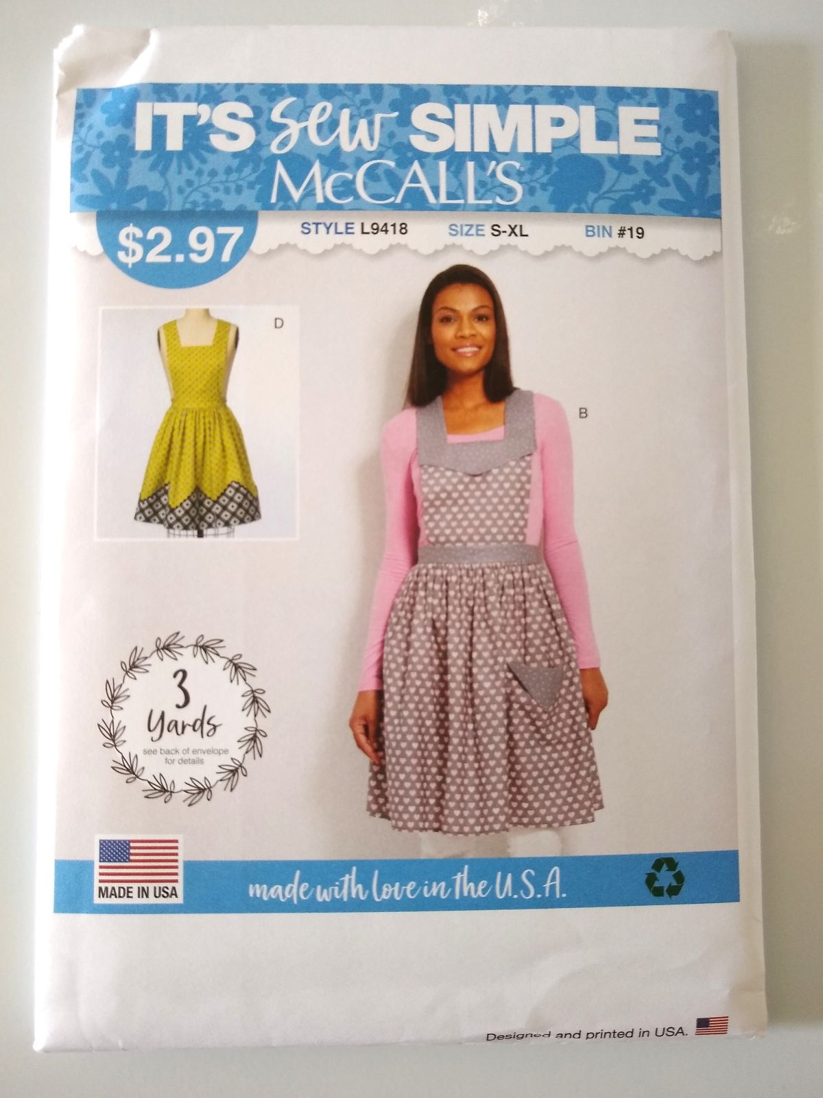 McCall’s L9418 Misses Apron Sewing Pattern S–XL
