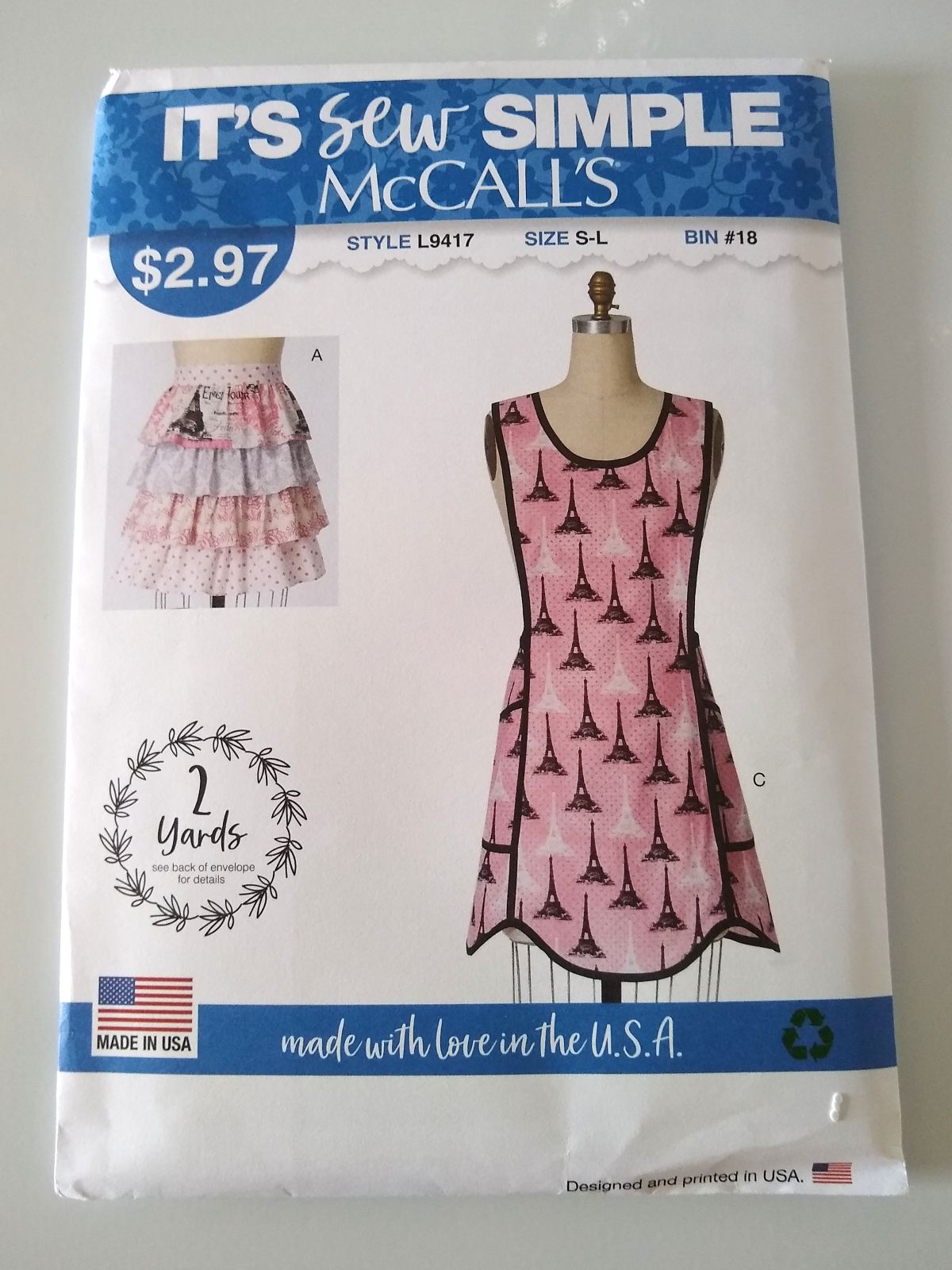 McCall’s L9417 Misses Full & Half Apron Sewing Pattern S–L