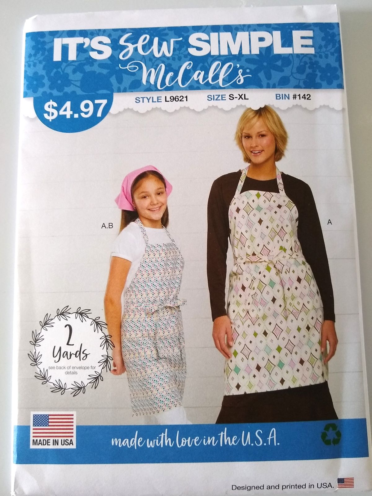 McCall’s L9621 Mother & Daughter Full Apron Sewing Pattern S–XL
