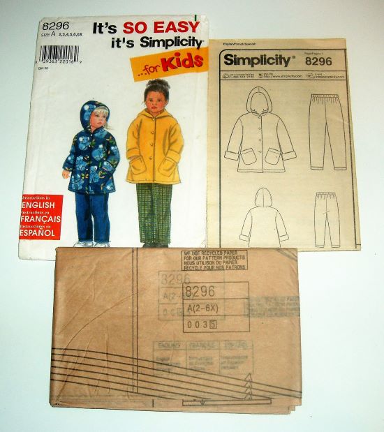 Simplicity 8296 Girls’ Hooded Jacket & Pants Sewing Pattern (Sz 2–6X)