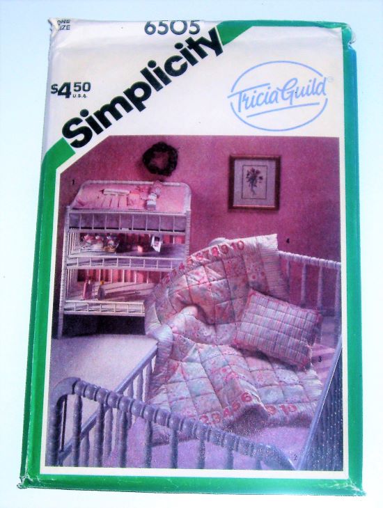 Simplicity 6505 1984 Baby Nursery Pattern: Comforter Sheet Pillow Organizer