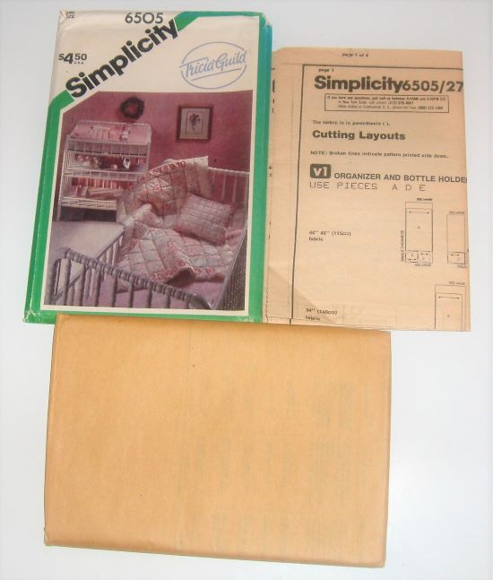 Simplicity 6505 1984 Baby Nursery Pattern: Comforter Sheet Pillow Organizer