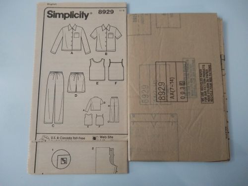 Vtg 1999 Simplicity 8929 Girls/Girls Plus Pajamas Sewing Pattern Sz 7–14