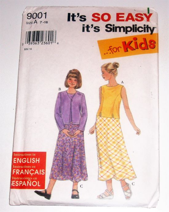 Vtg 1999 Simplicity 9001 Girls 3-Piece Outfit Sewing Pattern Sz 7–16