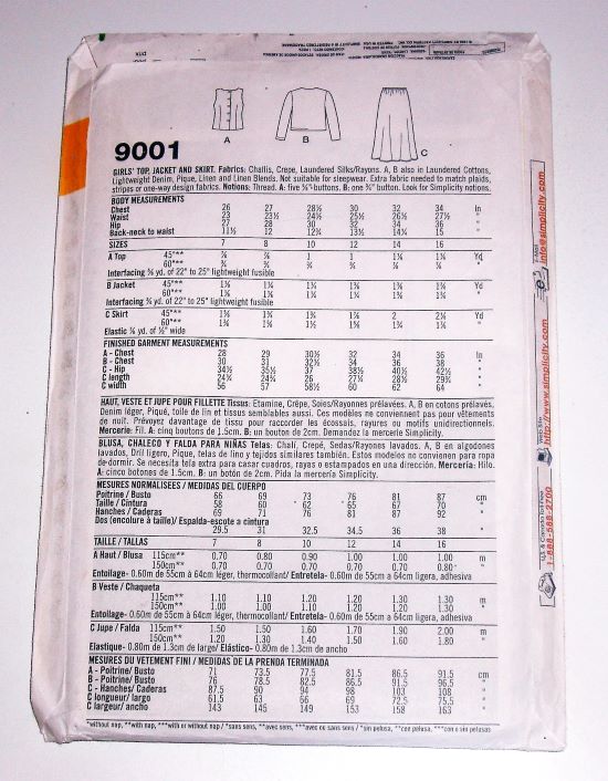 Vtg 1999 Simplicity 9001 Girls 3-Piece Outfit Sewing Pattern Sz 7–16