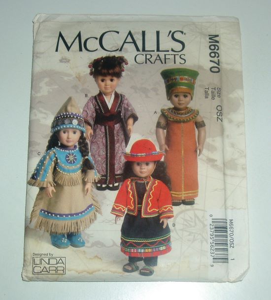 McCall’s M6670 18" Doll Clothes Pattern World Cultures Costumes (2012)