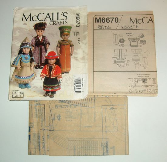McCall’s M6670 18" Doll Clothes Pattern World Cultures Costumes (2012)