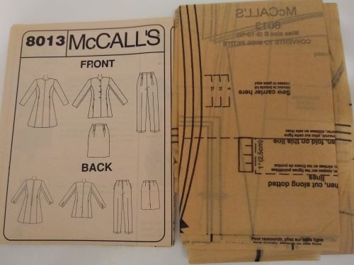 McCall’s 8013 Misses Dress, Jacket, Skirt & Pants Sewing Pattern (1995)