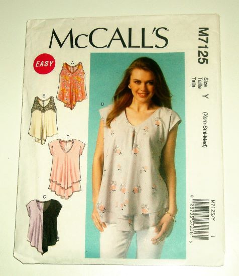 McCall's M7125 Misses Pullover Top Variations Sewing Pattern Sz XS-Medium