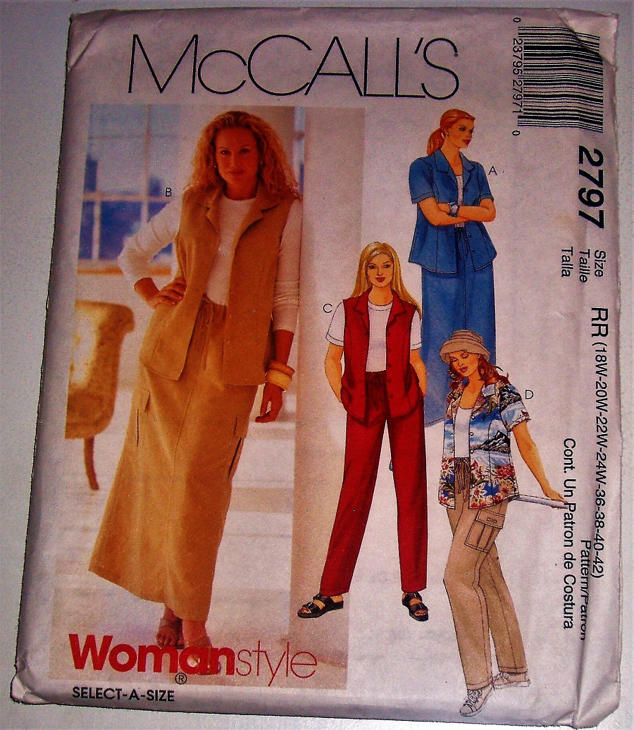 McCall's Woman Style 2797 Sewing Pattern Shirt Vest Pants Skirt Sz 18W-42