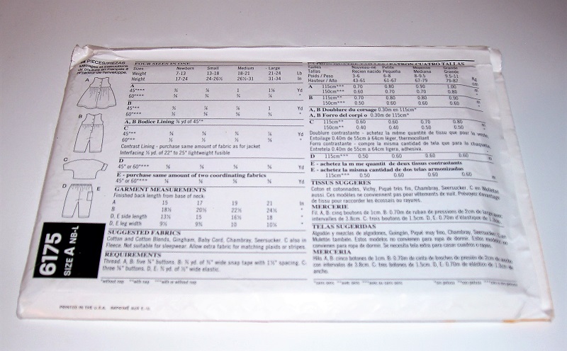 New Look 6175 Sewing Pattern Infant's Unisex Jumper Top Pants & Romper Sz NB-L