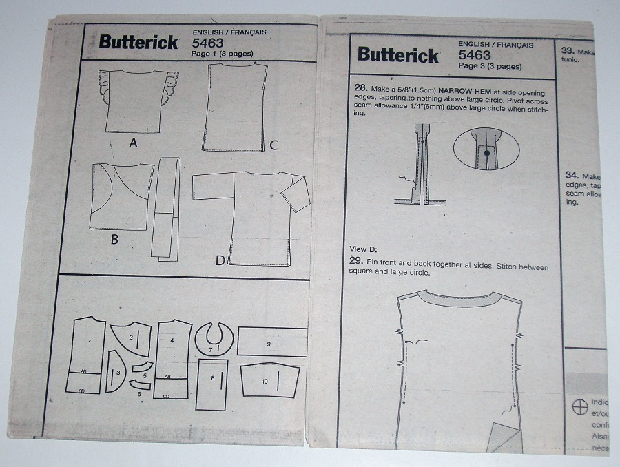 Butterick B5463 Misses Pullover Tops and Tunics with Sleeve Variations Sizes 16 to 22