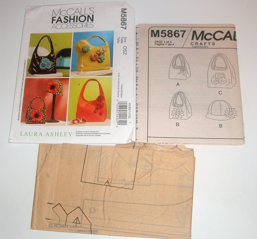 McCall's M5867 Fashion Accessories Craft Pattern Purses & Bucket Hat 