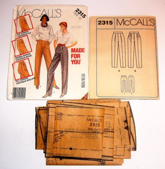 McCall’s 2315 Misses Pants Sewing Pattern Cut Complete Size 12 (1985)