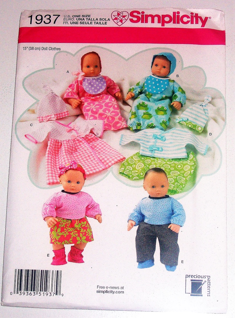 Simplicity 1937 Doll Clothes Sewing Pattern – 15" Doll Wardrobe