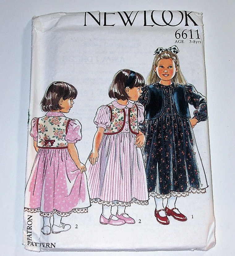 New Look 6611 Sewing Pattern Girls School & Sunday's Dresses Sizes 3-8 Years