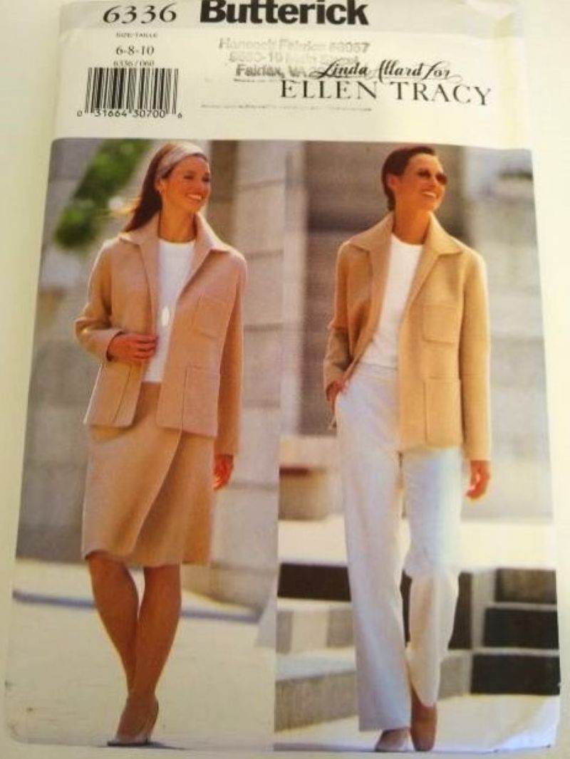 Butterick 6336 Sewing Pattern Linda Allard for Ellen Tracy Misses/MP Jacket, Wrap Skirt & Pants Sz 6–10 