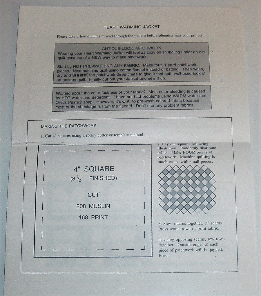 Back Porch Press Heart Warming Jacket Sewing Pattern – Misses Sizes 8–22