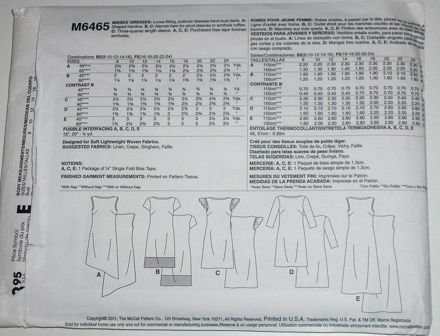 McCall's M6465 Women's Dress Sewing Pattern Sizes16-24