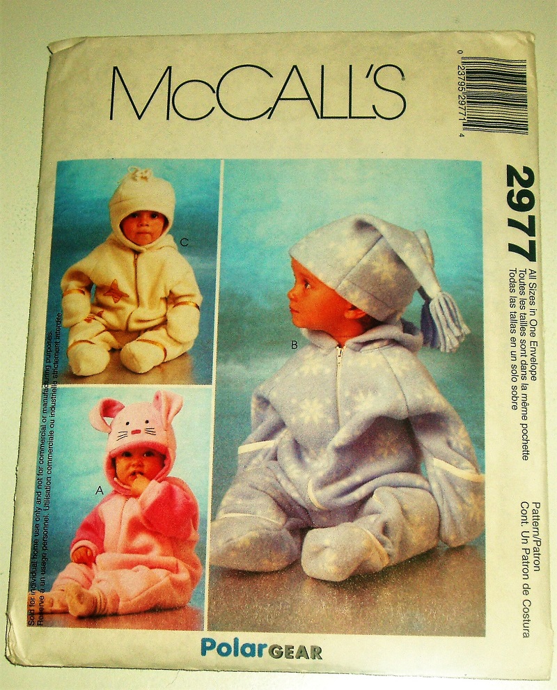 McCall’s 2977 Sewing Pattern Infant Bunting & Hat Variations Sz S-XL 2000 PolarGear Collection