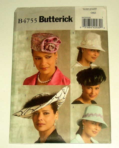 Butterick B4755 Lined Hat Sewing Pattern Sz S-M-L