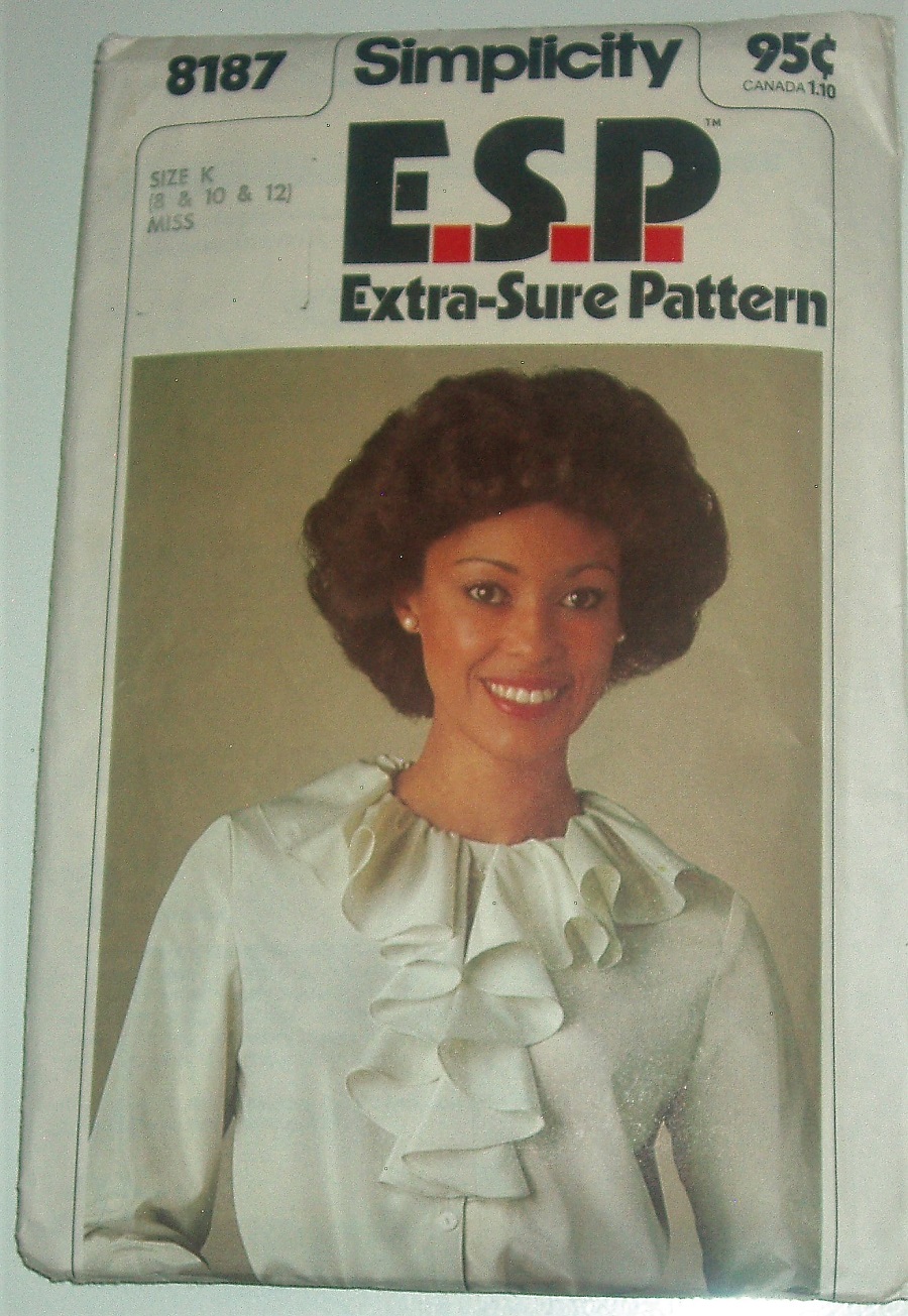 Vintage 1977 Simplicity 8187 ESP Misses’ Ruffle Blouse Sewing Pattern Sizes 8–12