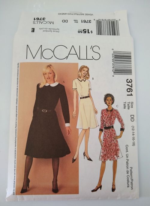 McCall’s 3761 Misses Dress Pattern (Sz 12–18, 2002)