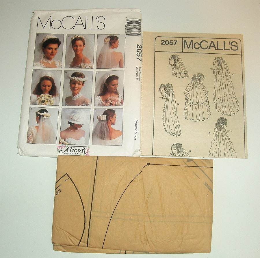 McCall’s 2057 Sewing Pattern Bridal Veil Variations & Hat Misses One Size 1999
