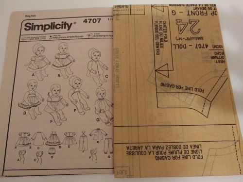 Simplicity 4707 Baby Doll Clothes Sewing Pattern – Sizes S, M, L