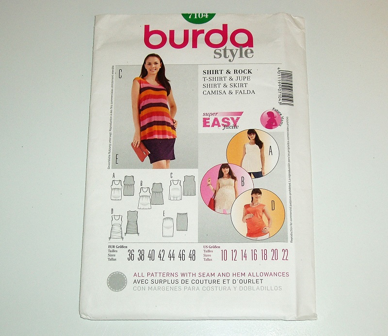 Burda 7104 Maternity T-Shirt & Skirt Sewing Pattern Sizes 10–22