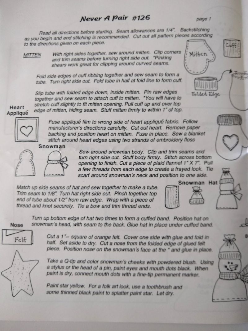 Just My Imagination #126 Never A Pair! Country Ornaments Sewing Pattern – 1996