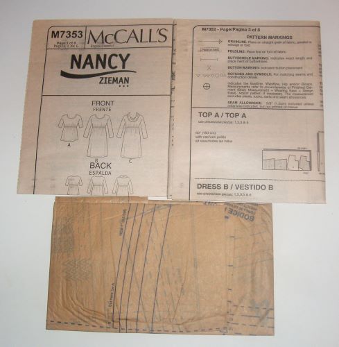 McCall’s M7353 Sewing Pattern Misses Loose-Fitting Pullover Top & Dresses (Sizes 6–14)