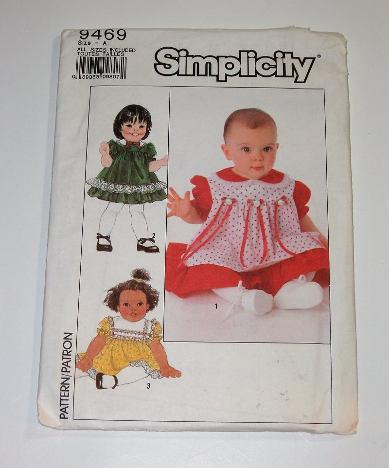 Simplicity 9469 Baby Dress Sewing Pattern Sizes 6–18 Months (1989)