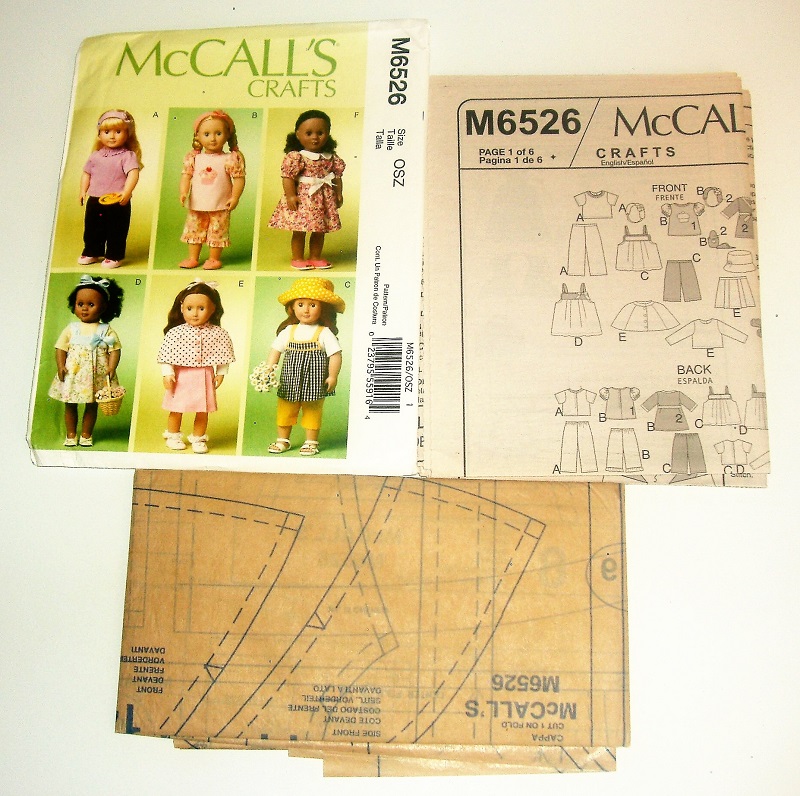 McCall’s M6526 Craft Sewing Pattern for 18" Doll Clothes Six Outfits In One Pattern!