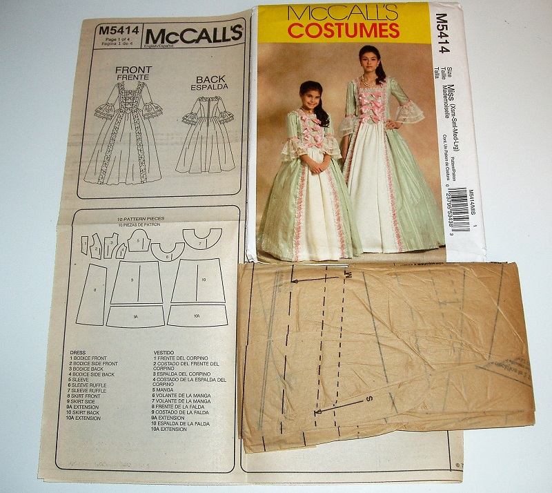 McCalls M5414 Misses & Girls Early America Dress Costumes Halloween Plays Sz XS-L